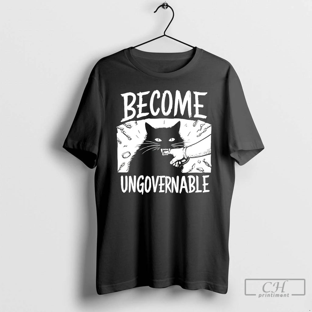 Classic Cat Biting Arm Become Ungovernable T Shirts Hoodie Longsleeve