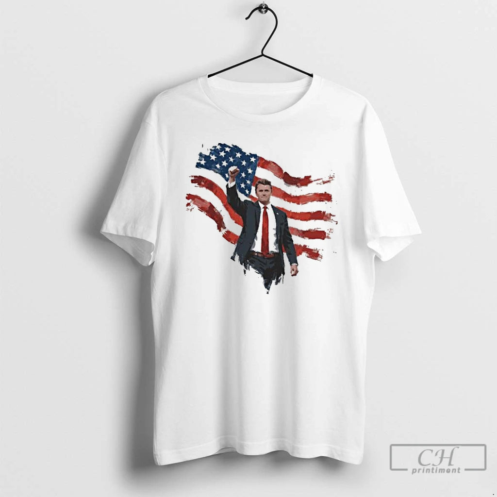 Classic Charlie Kirk Patriotic Freedom American Flag T Shirts Hoodie Longsleeve