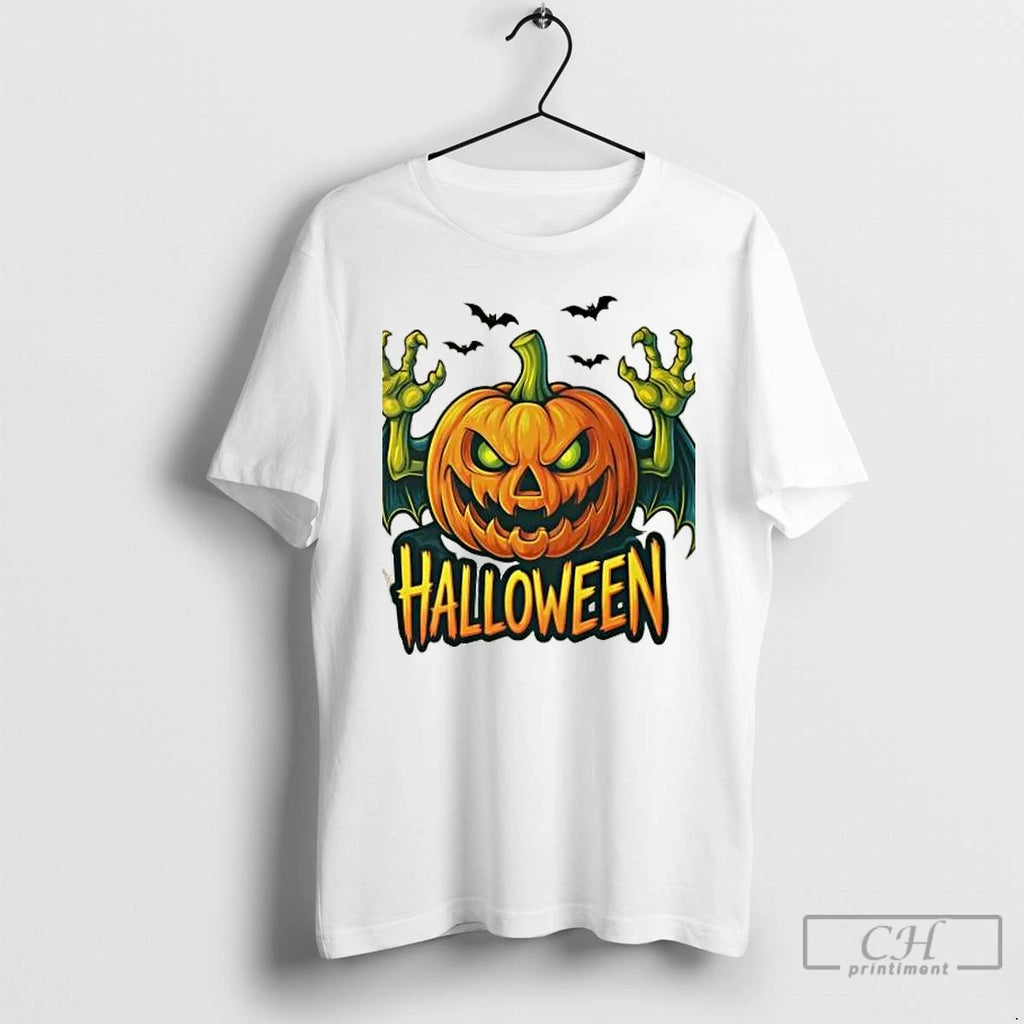 Classic Creepy Pumpkin Halloween Scary Jack O Lantern T Shirts Hoodie Longsleeve