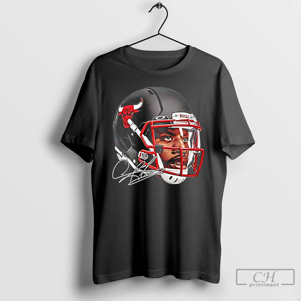 Classic Dennis Rodman Chicago Bulls Football Helmet Signature T Shirts Hoodie Longsleeve