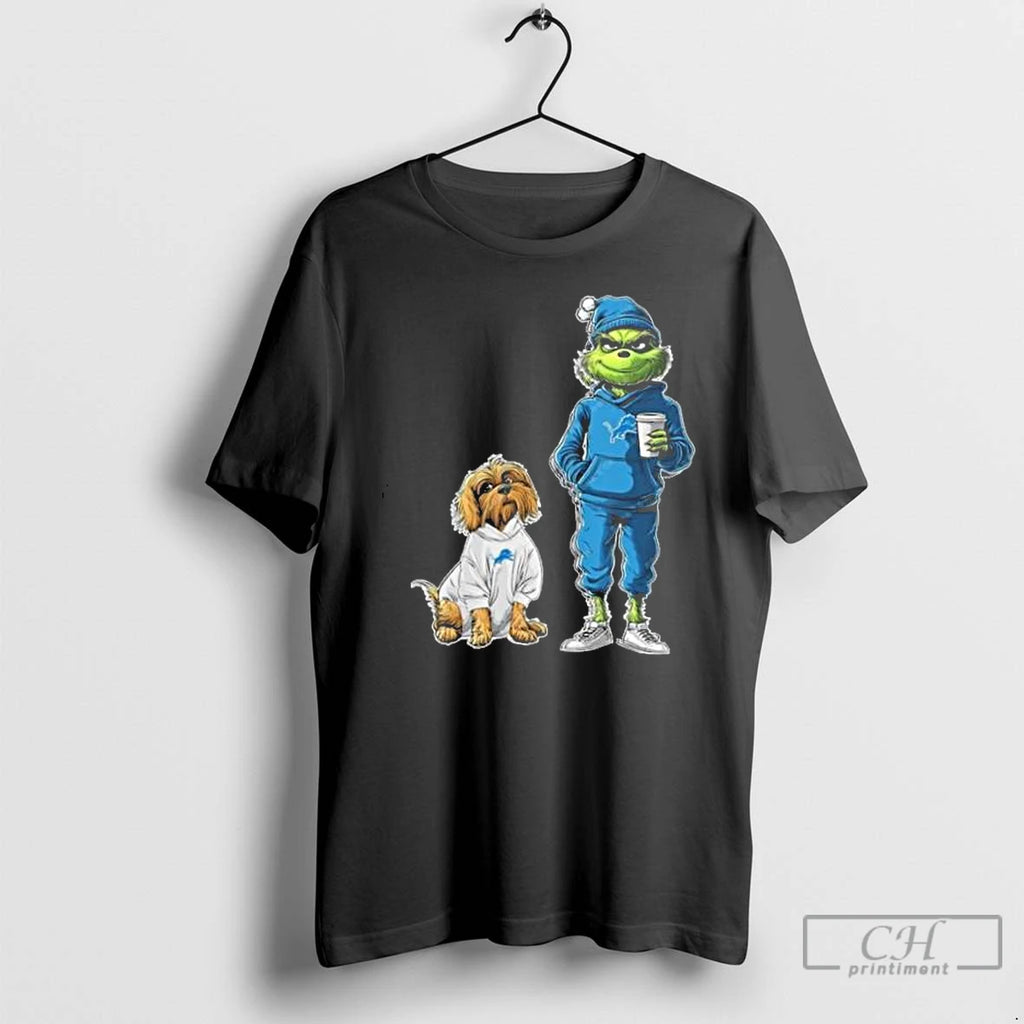 Classic Detroit Lions Grinch And Dog Christmas Football 2025 T Shirts