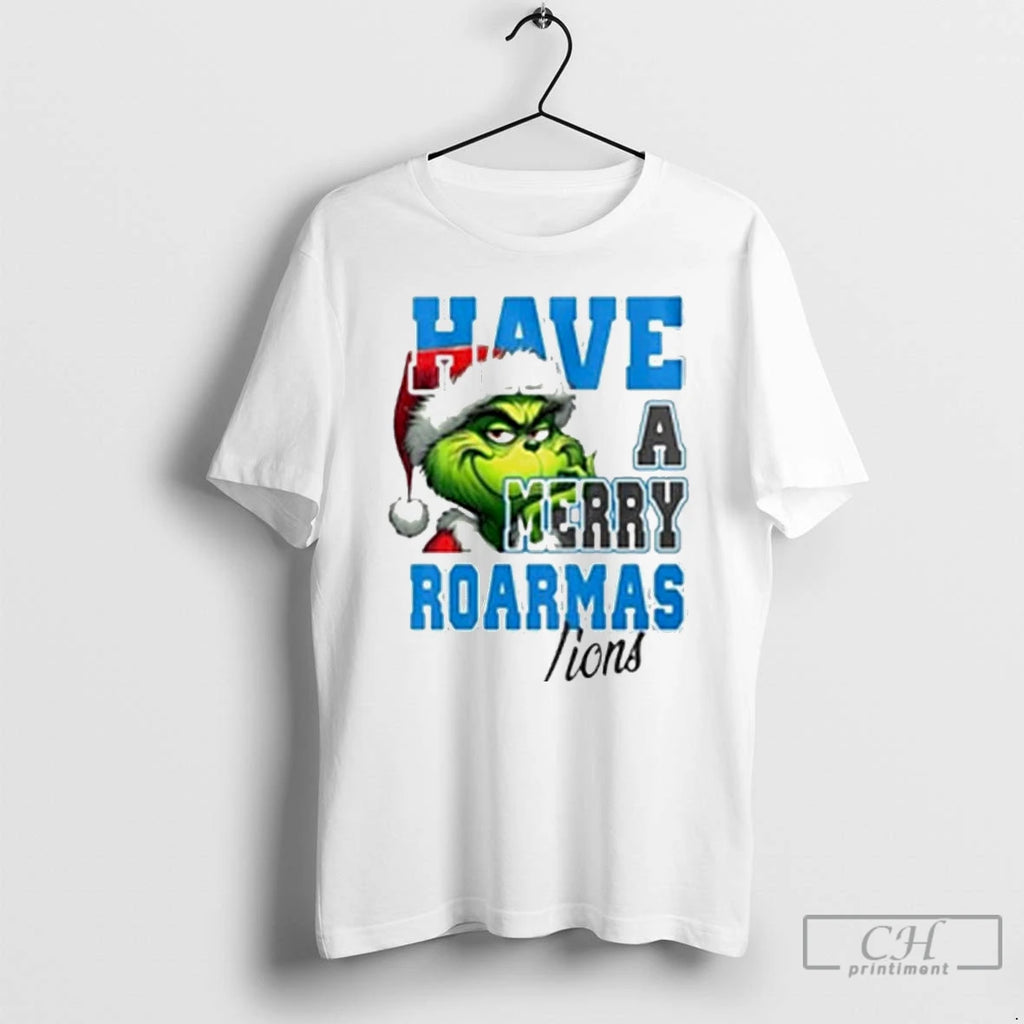Classic Detroit Lions Have A Merry Roarmas Lions Grinch Christmas White T Shirts