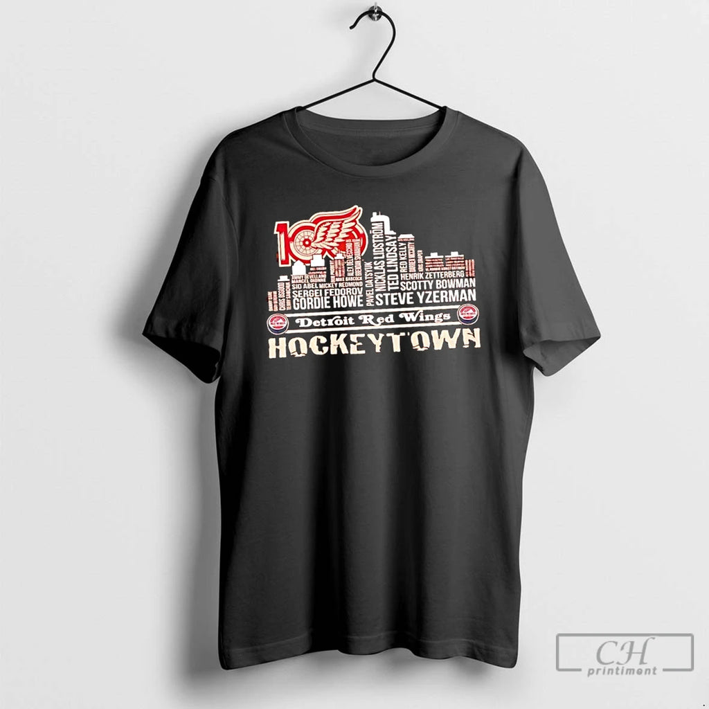 Classic Detroit Red Wings City Skyline Player Names Hockey Town T Shirts Hoodie Longsleeve