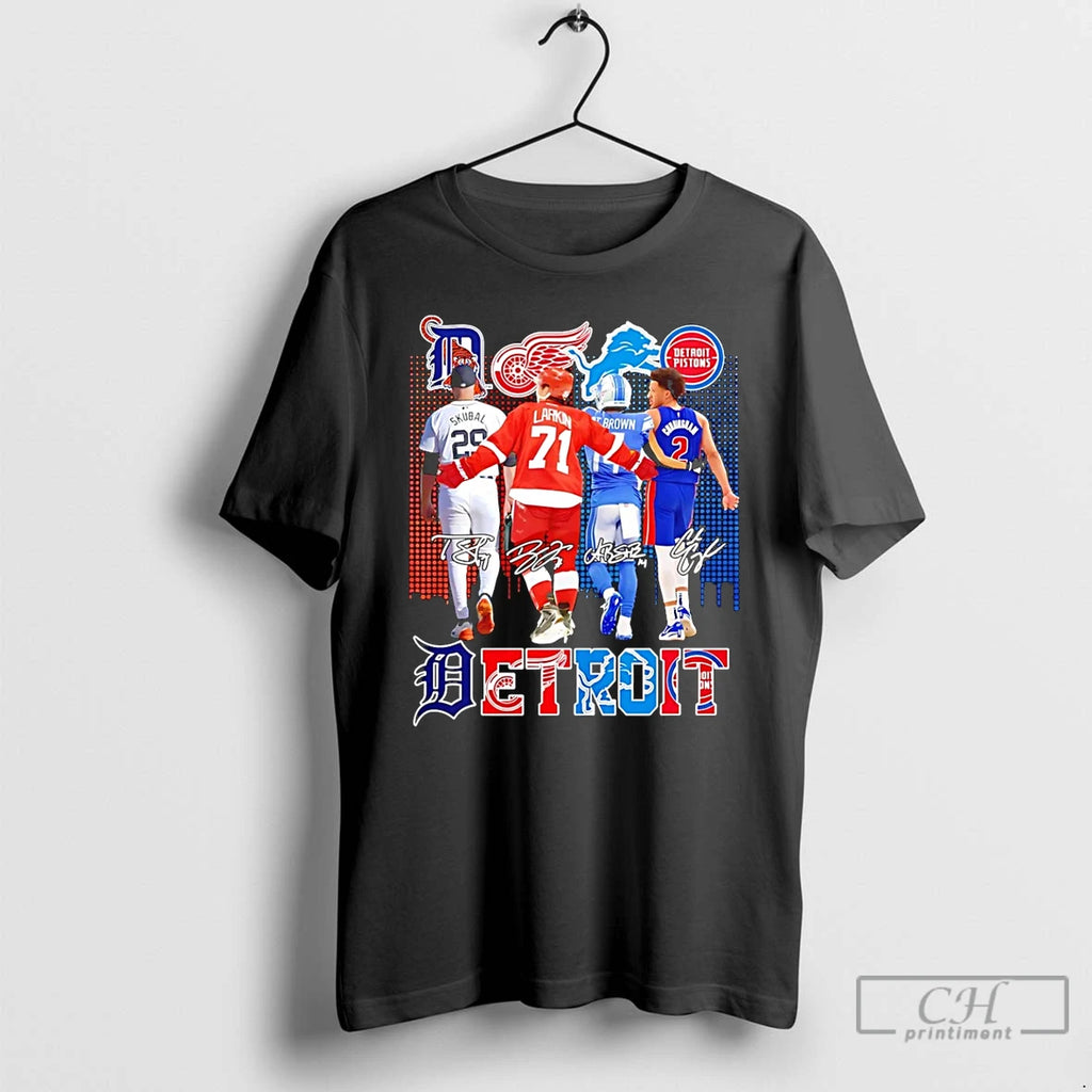 Classic Detroit Sports Team Tarik Skubal Dylan Larkin Amon Ra St Brown And Cade Cunningham