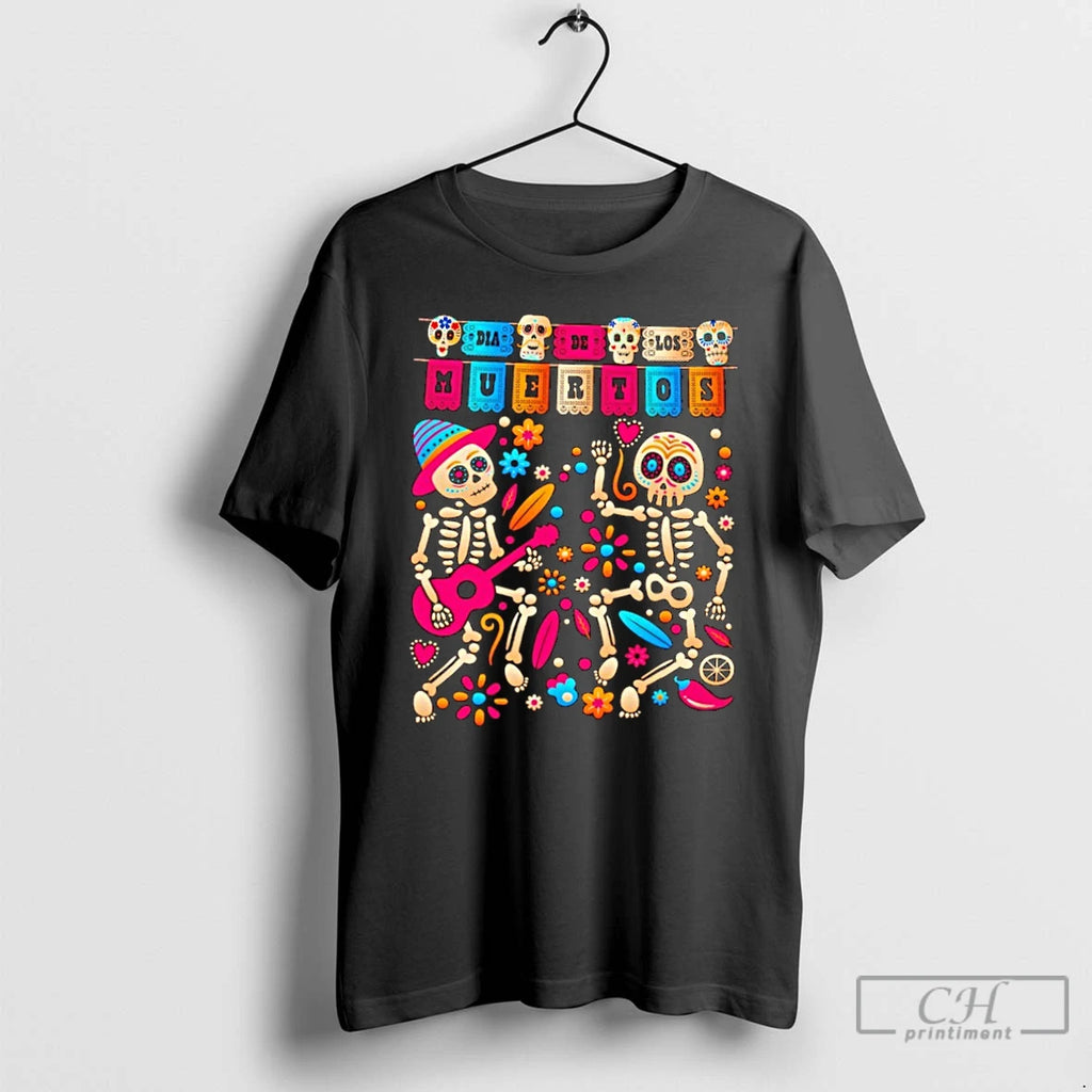 Classic Dia De Los Muertos Dancing Skeletons T Shirts Hoodie Longsleeve
