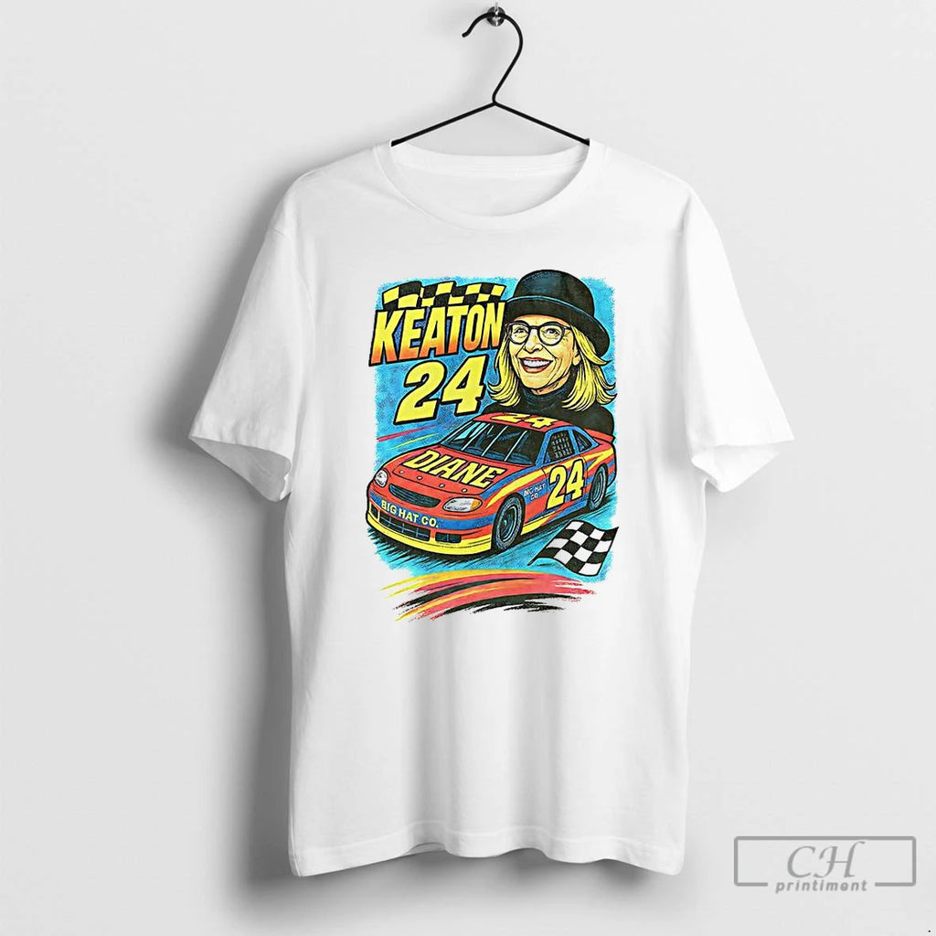 Classic Diane Keaton Nascar Racing 90s Big Hat Go Number 24 T Shirts