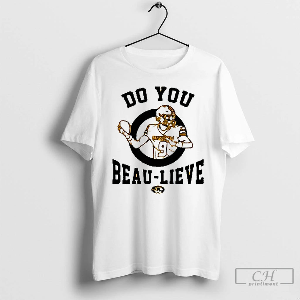 Classic Do You Beau Lieve Mizzou Tigers Mens White Tee T Shirts