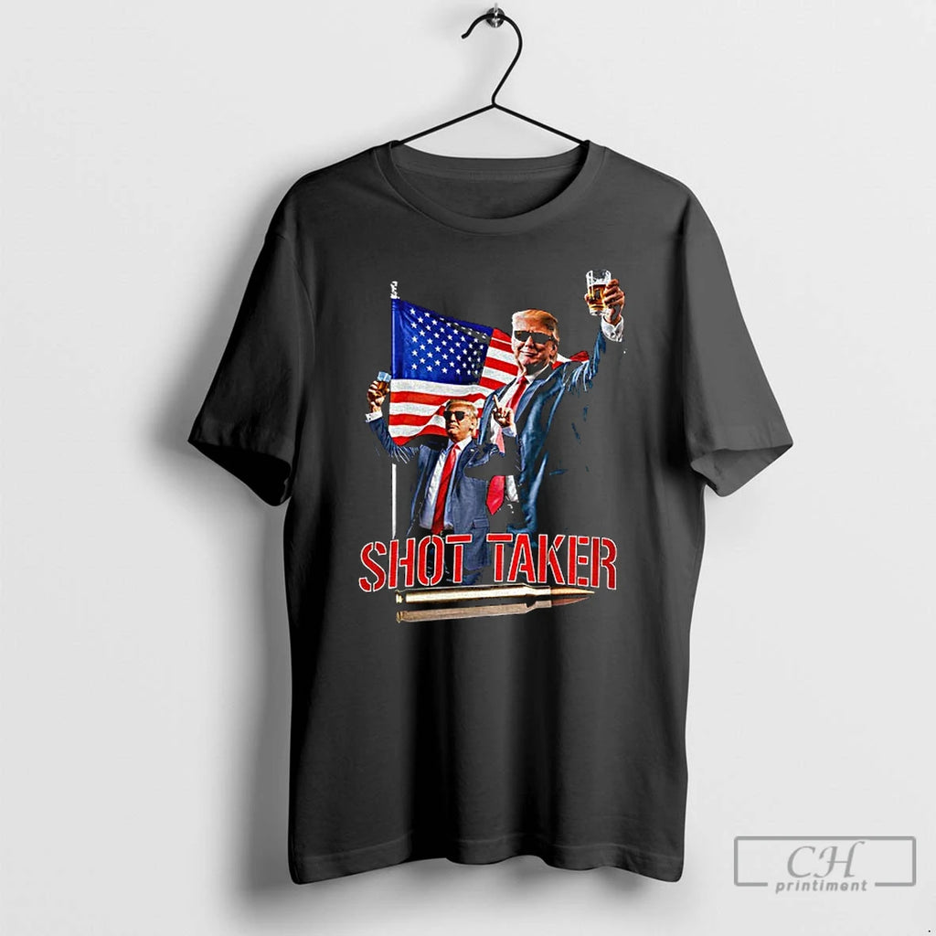 Classic Donald Trump Shot Taker American Flag Political T Shirts Hoodie Longsleeve