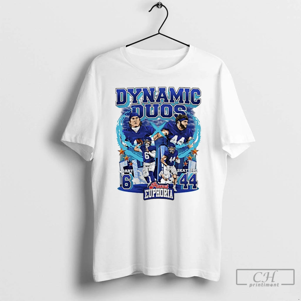 Classic Dynamic Duos Jaxson Dart And Cam Skattebo New York City Skyline T Shirts