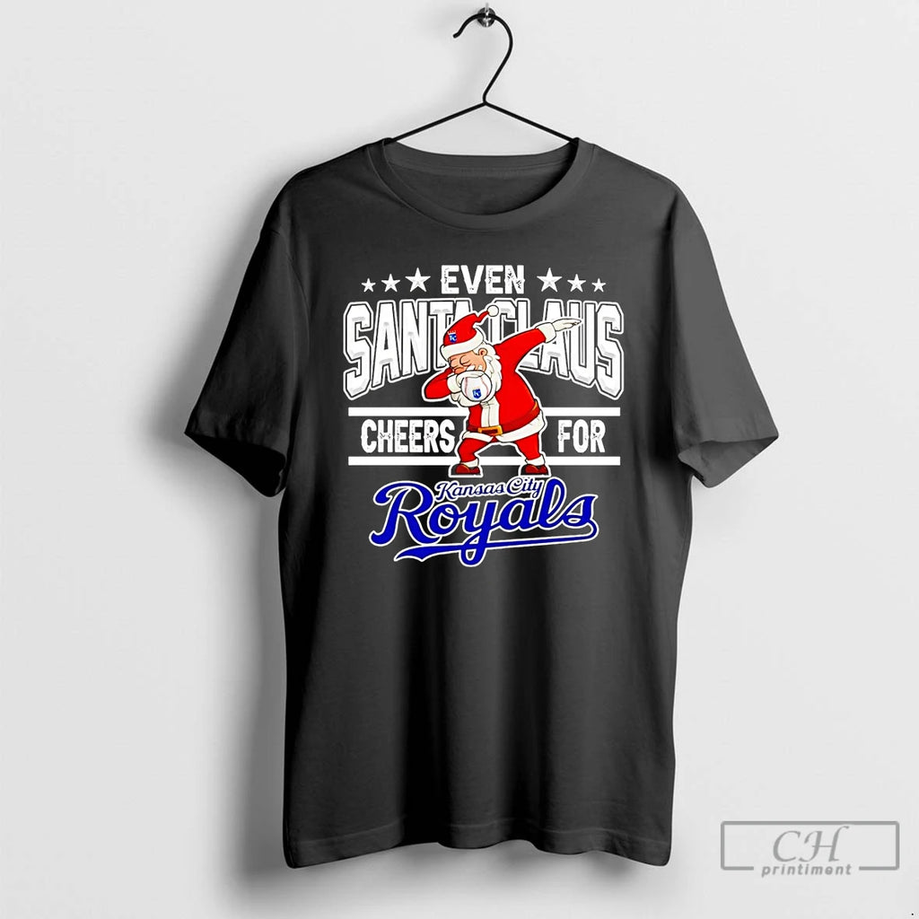 Classic Even Santa Claus Cheers For Kansas City Royals T Shirts Hoodie Longsleeve