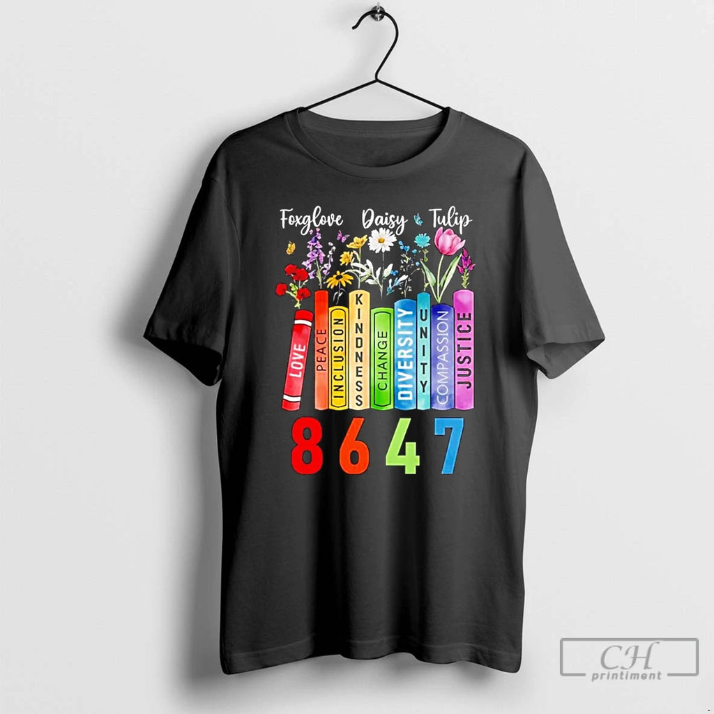 Classic Floral Foxglove Daisy Tulip 8647 Book Lover T Shirts Hoodie Longsleeve