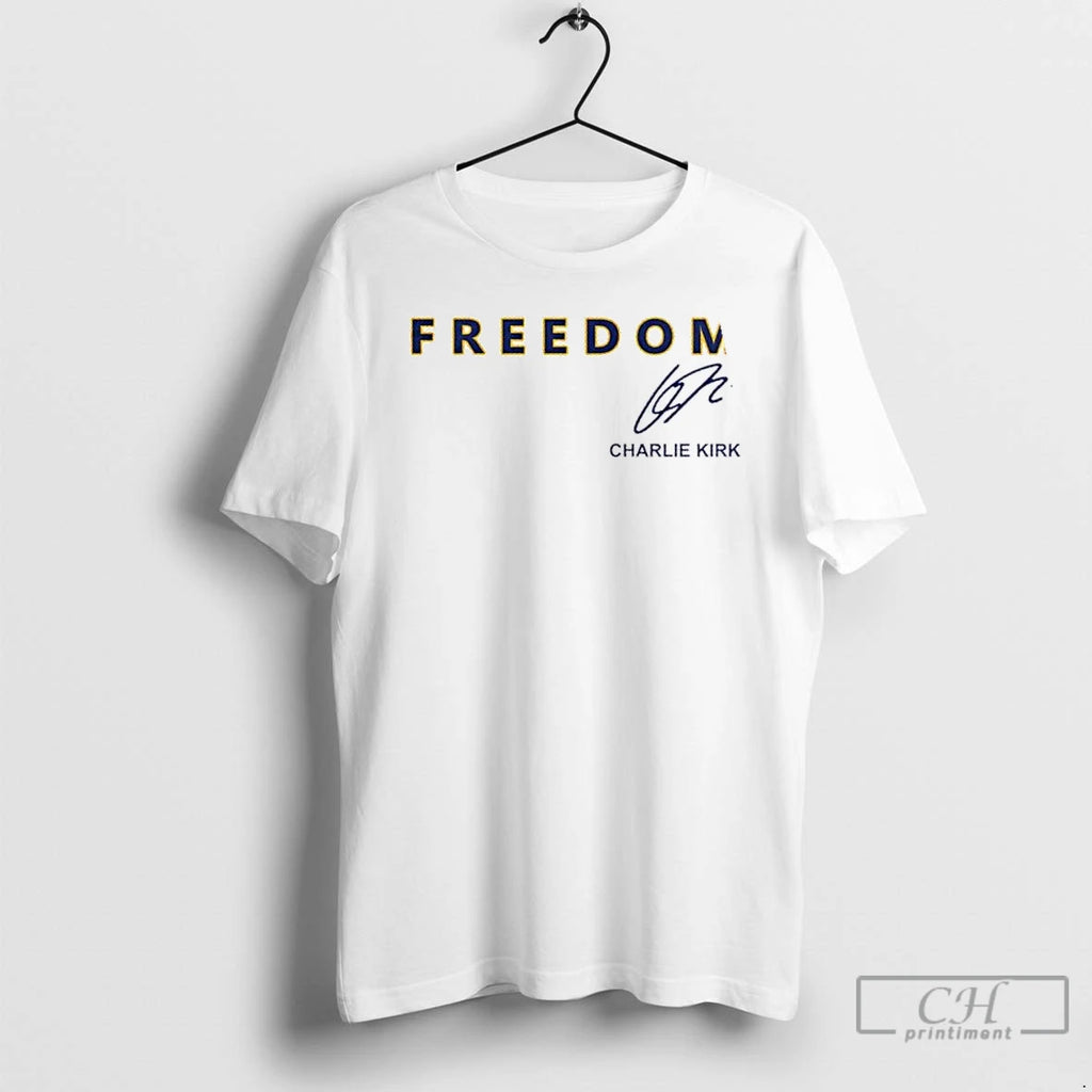 Classic Freedom Charlie Kirk Montana State Signature 2 Sided T Shirts Hoodie Longsleeve