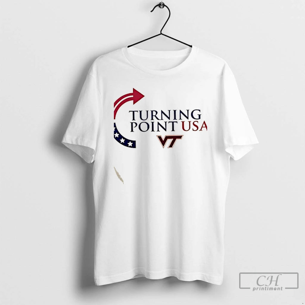 Classic Freedom Charlie Kirk Turning Point Usa X Virginia Tech 2 Sided T Shirts