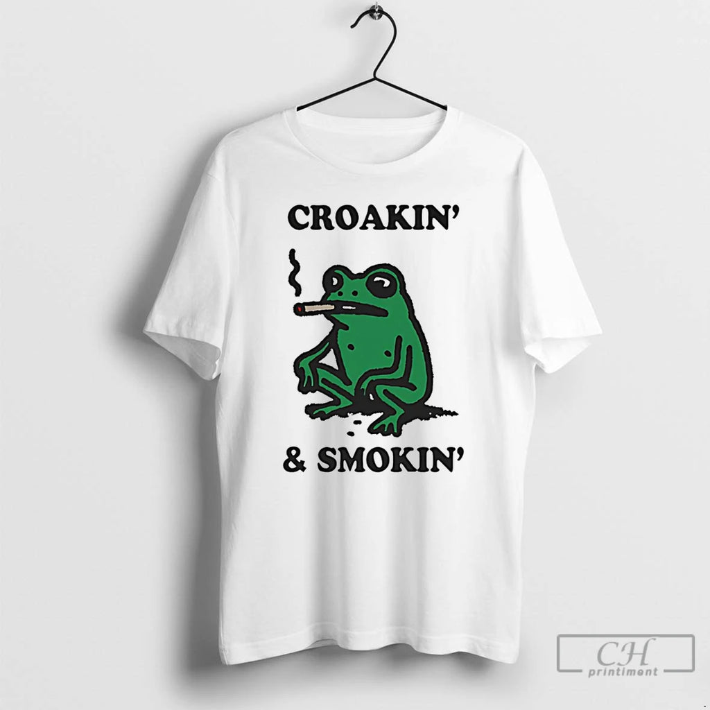 Classic Frog Smoking Croakin And Smokin Cartoon T Shirts Hoodie Longsleeve