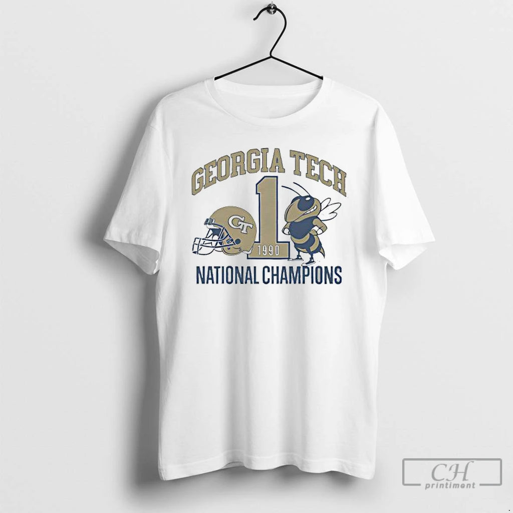 Classic Georgia Tech Football 1990 National Champions Helmet Mascot Logo T Shirts Hoodie Longsleeve