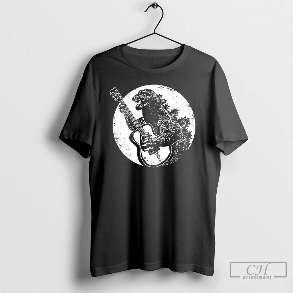 Classic Godzilla Guitar Vintage T Shirts Hoodie Longsleeve