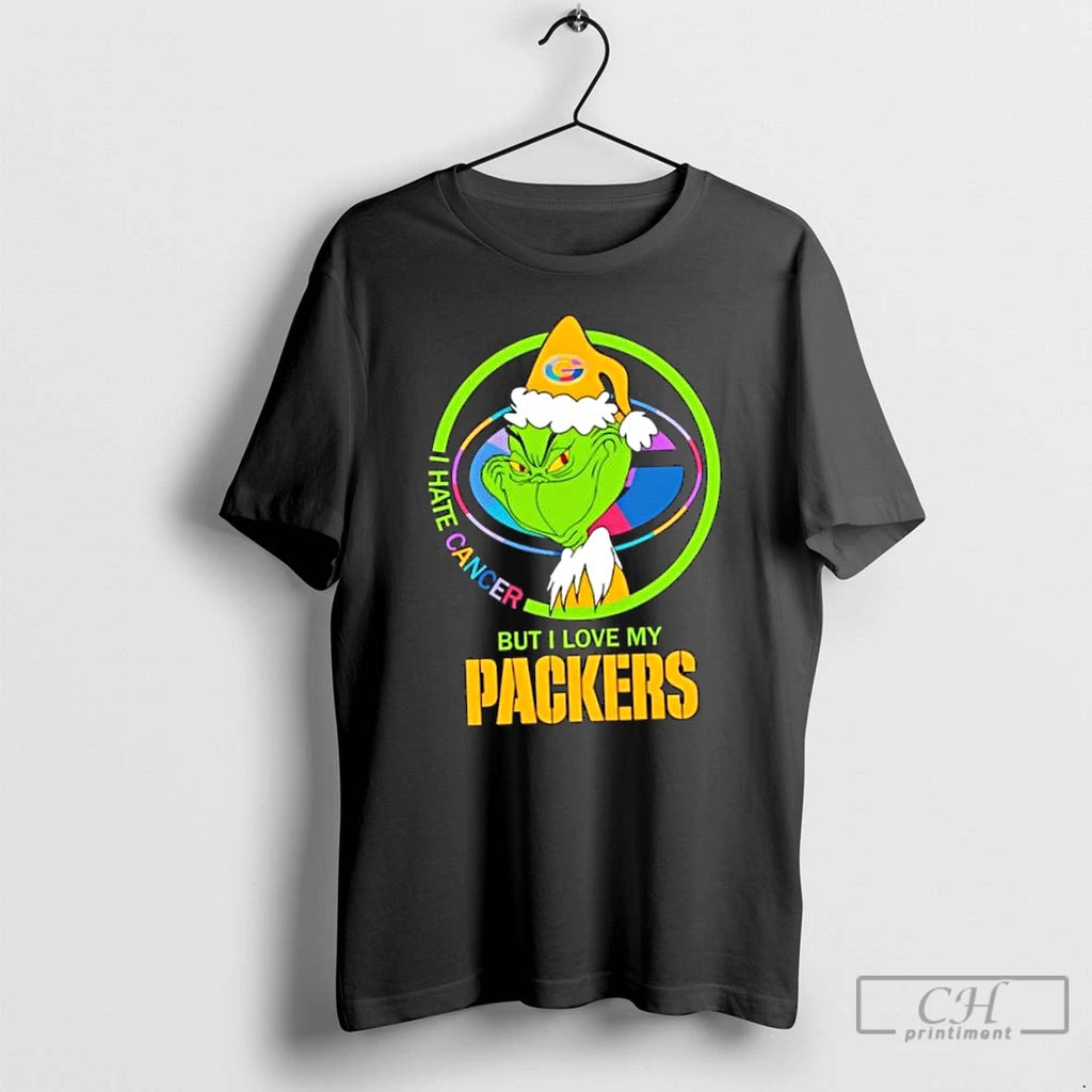 Classic Grinch I Hate Cancer But I Love My Green Bay Packers Football T Shirts