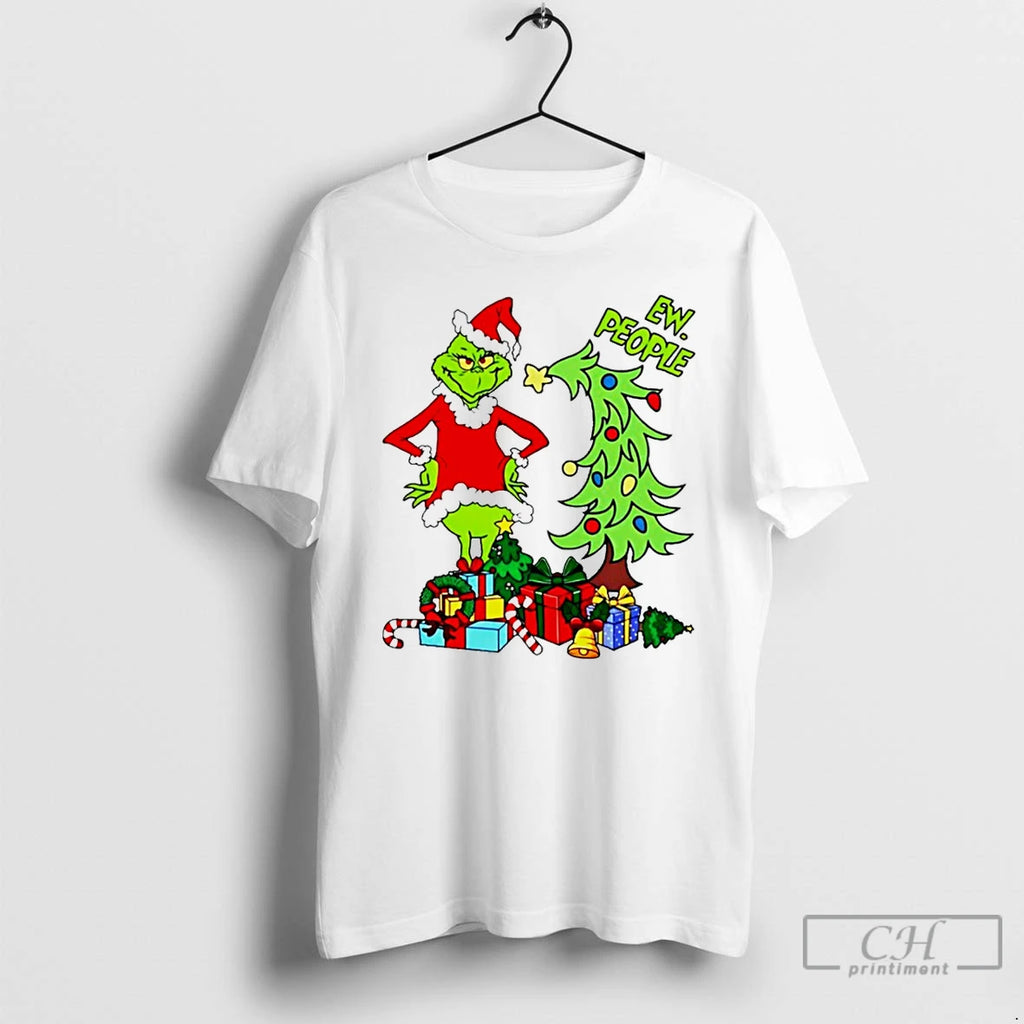 Classic Grinch Santa And Pine Tree Merry Christmas White T Shirts