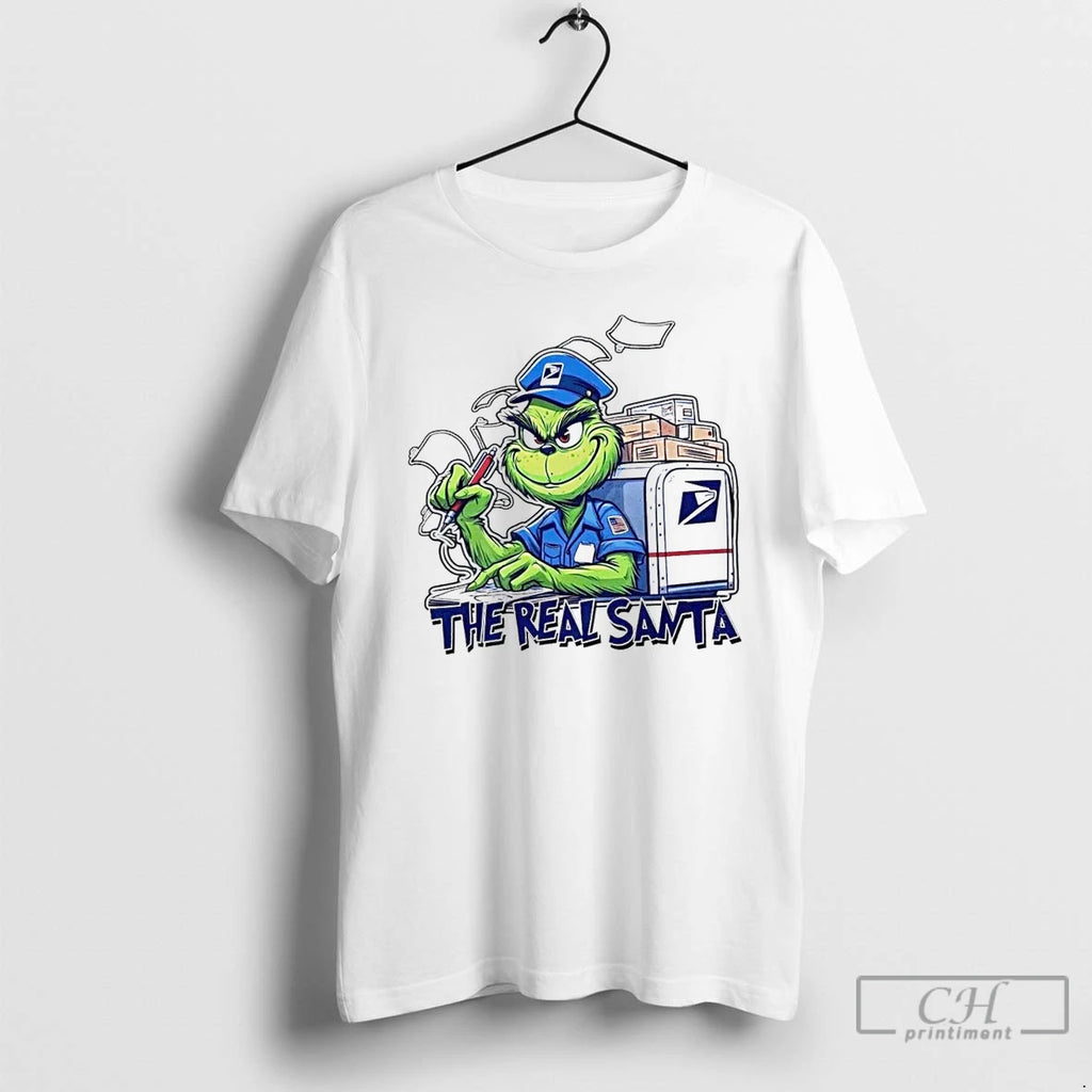 Classic Grinch Usps The Real Santa White T Shirts