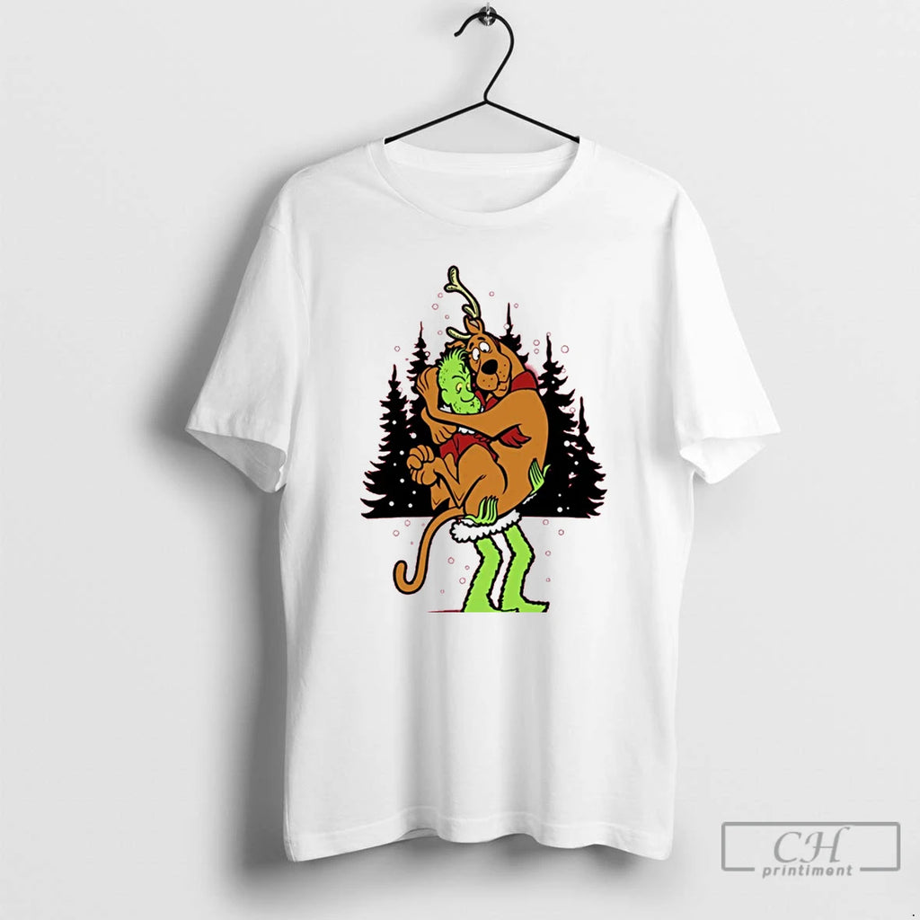 Classic Grinch And Scooby Doo Shaggy Grinch Funny Christmas White T Shirts
