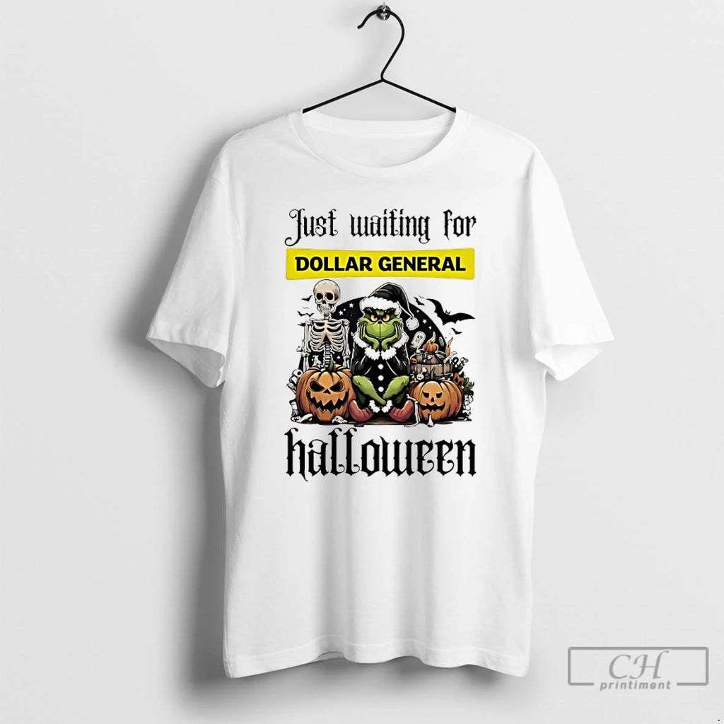 Classic Grinch Just Waiting For Dollar General Pumpkin Halloween 2025 T Shirts Hoodie Longsleeve