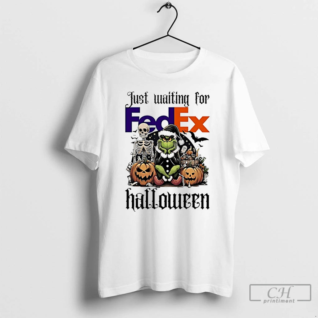 Classic Grinch Just Waiting For Fedex Pumpkin Halloween 2025 T Shirts Hoodie Longsleeve