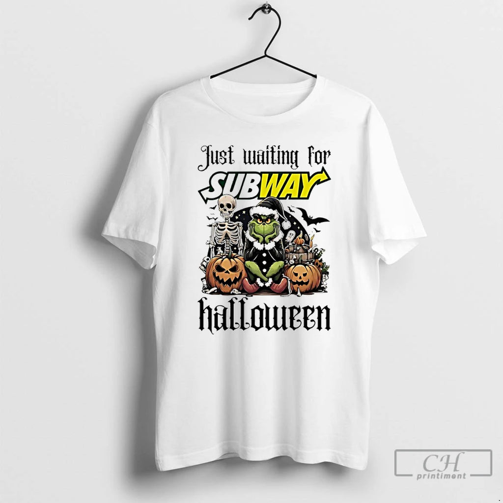 Classic Grinch Just Waiting For Subway Pumpkin Halloween 2025 T Shirts Hoodie Longsleeve