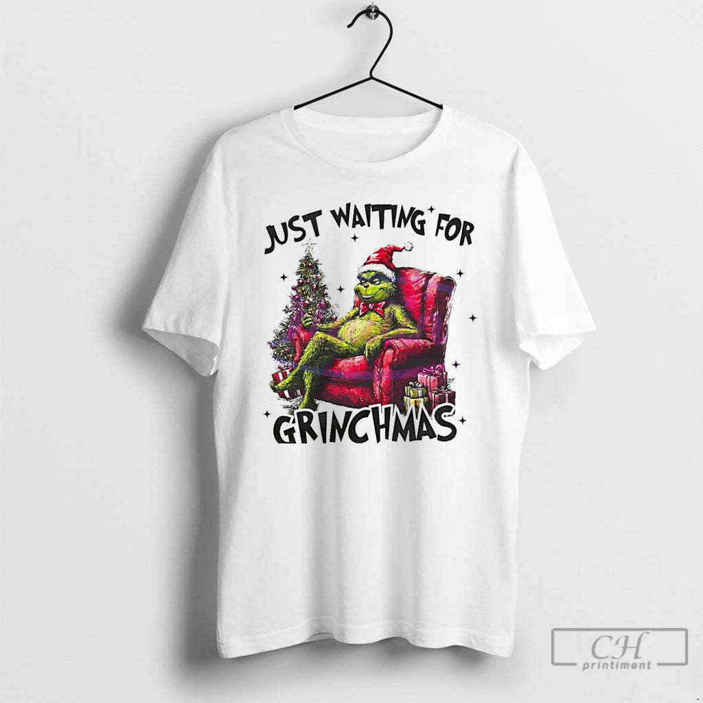 Classic Grinch Just Waiting For Grinchmas Christmas White T Shirts