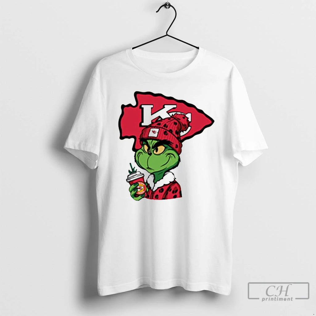 Classic Grinch Leopard Salvageable Kansas City Chiefs White T Shirts
