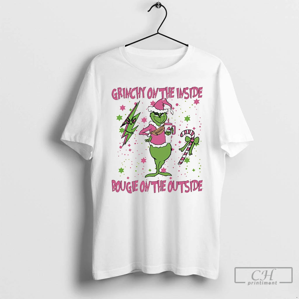 Classic Grinch On The Inside Bougie Outside Christmas White T Shirts