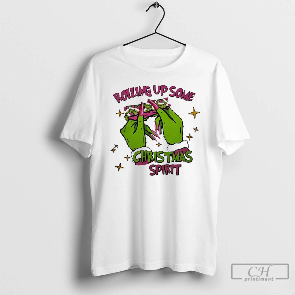 Classic Grinch Rolling Up Some Christmas Spirit White T Shirts