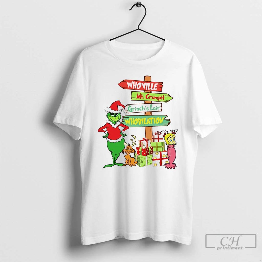 Classic Grinch Whoville Mt Crumpit Grinchs Lair Whobilation Christmas White T Shirts