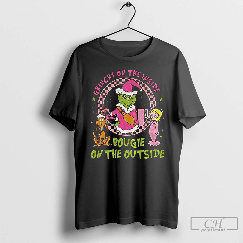 Classic Grinchy On The Inside Bougie On The Outside Christmas 2025 T Shirts Hoodie Longsleeve