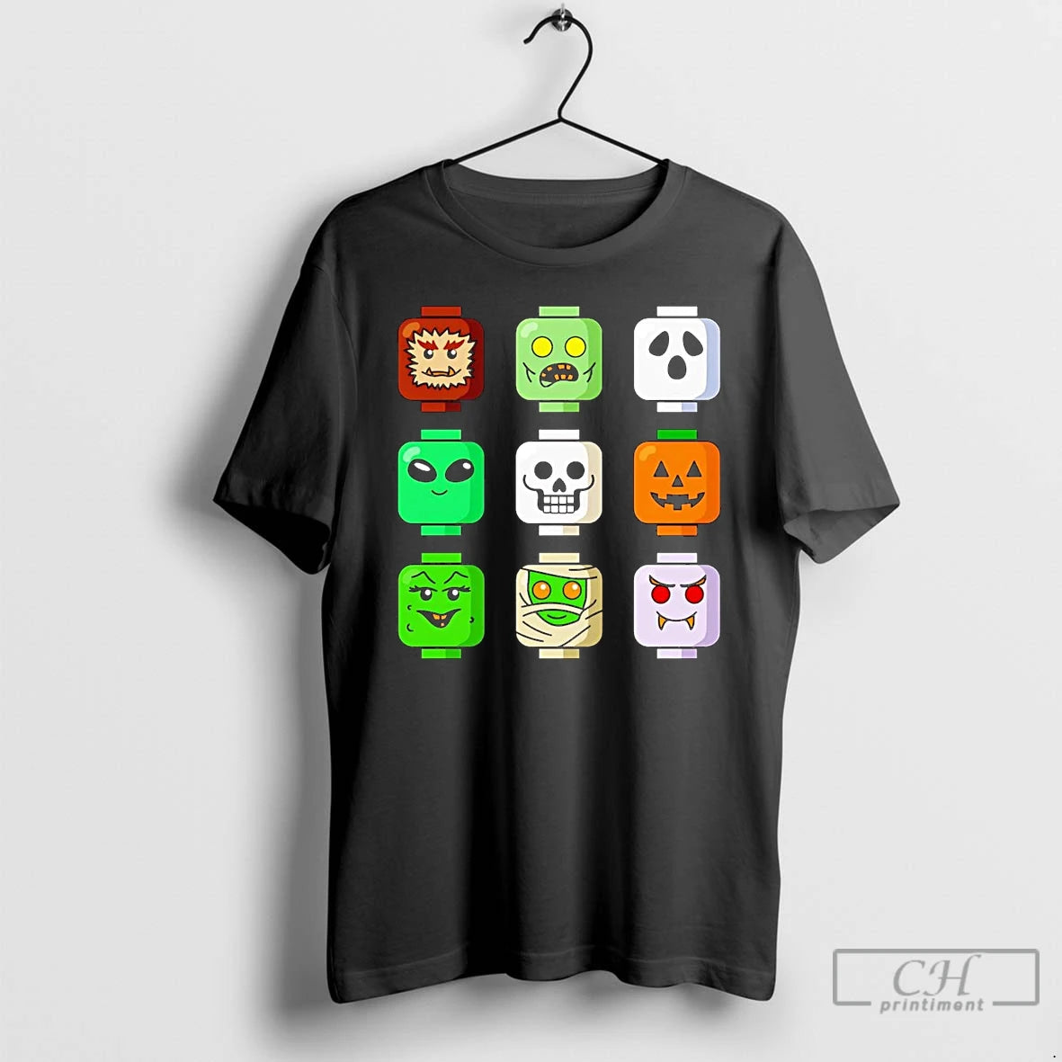 Classic Halloween Zombie Block Heads T Shirts Hoodie Longsleeve