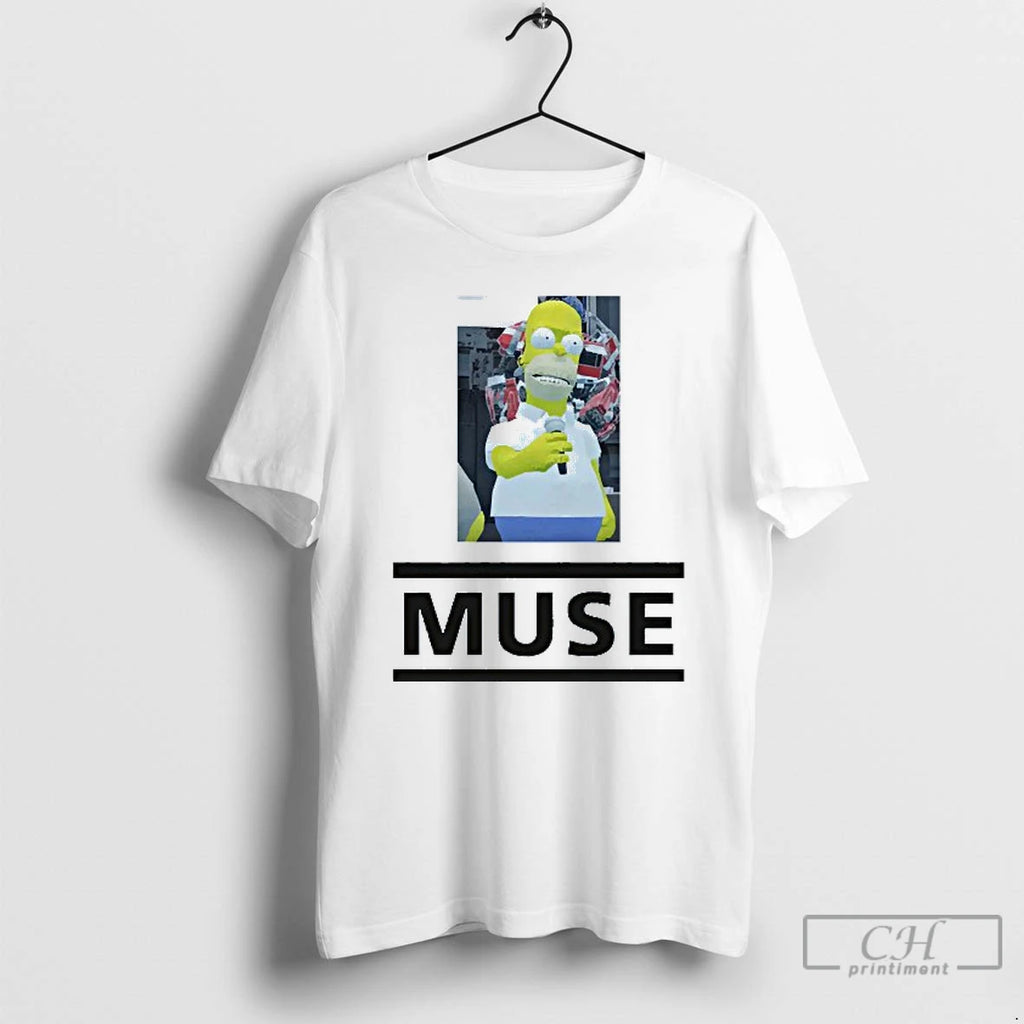 Classic Homer Simpson Music Band Mens White Tee T Shirts