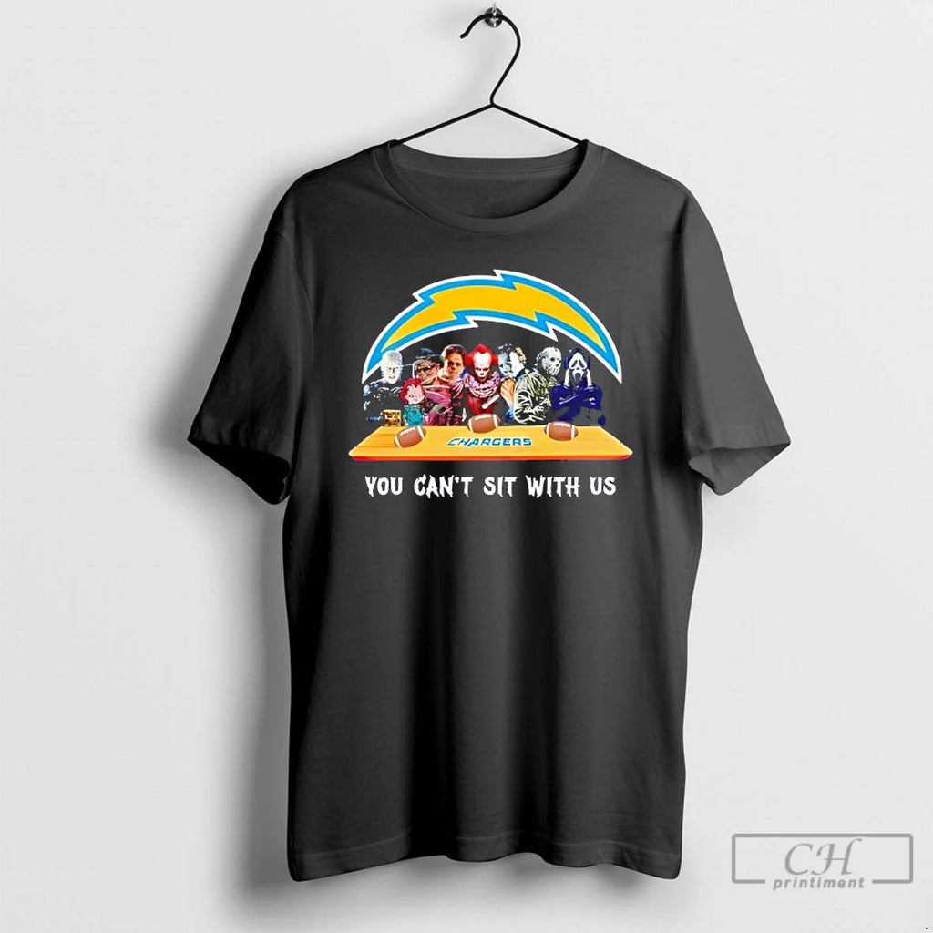 Classic Horror Movie Characters You Cant Sit With Us Los Angeles Chargers Halloween T Shirts