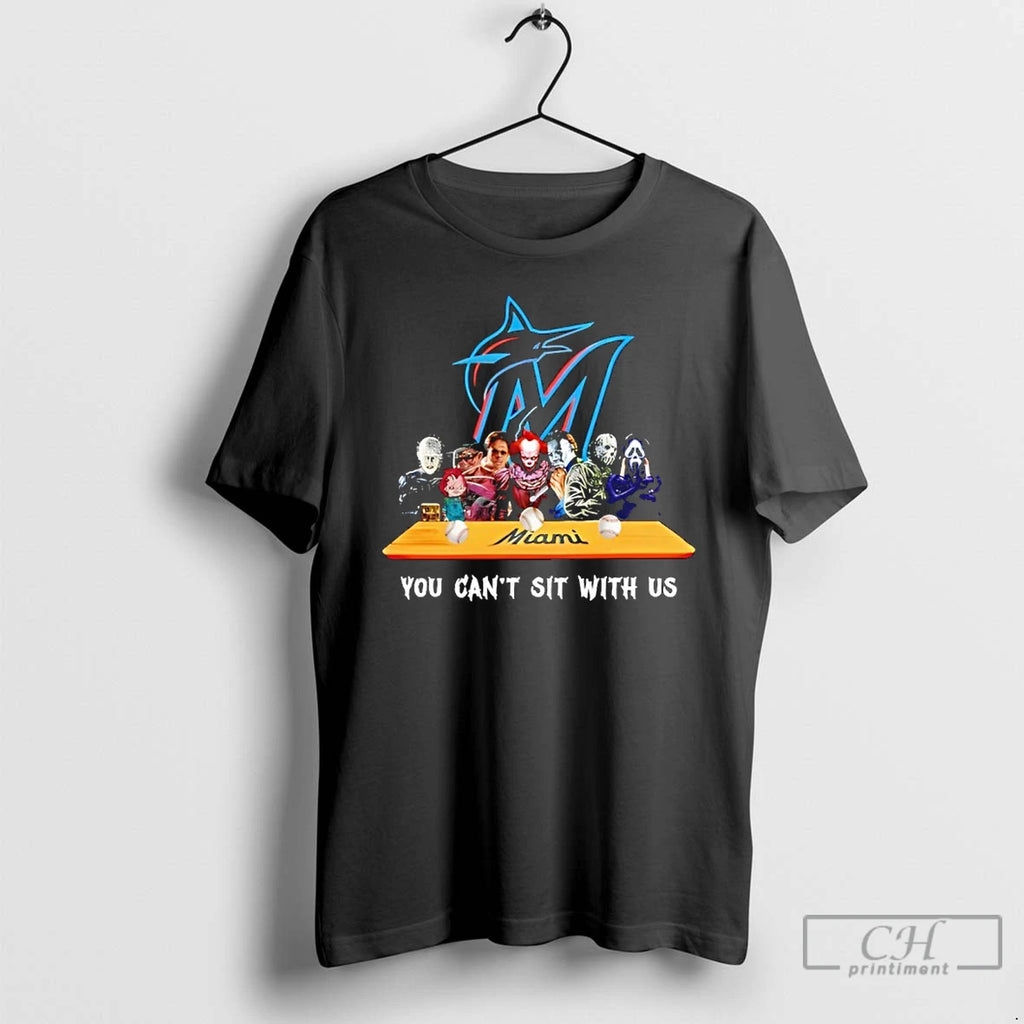 Classic Horror Movie Characters You Cant Sit With Us Miami Marlins Halloween T Shirts