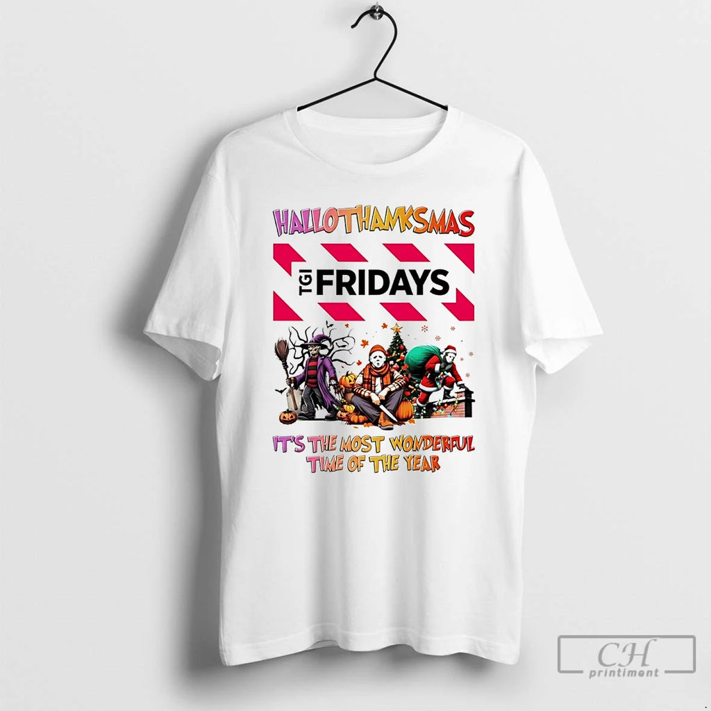 Classic Horror Movies Tgi Fridays Hallothanksmas Its The Most Wonderful Time T Shirts Hoodie Longsleeve