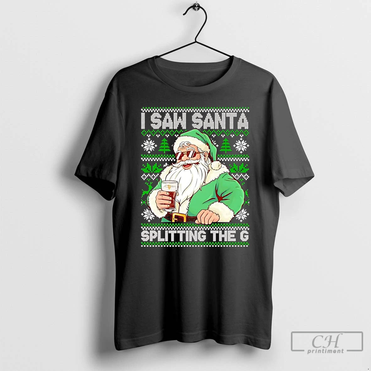 Classic I Saw Santa Splitting The G Guinness Beer Christmas T Shirts