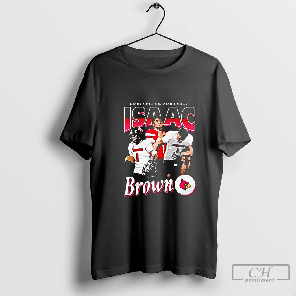 Classic Isaac Brown Louisville Cardinals Football Player Graphic Blackshirt T Shirts