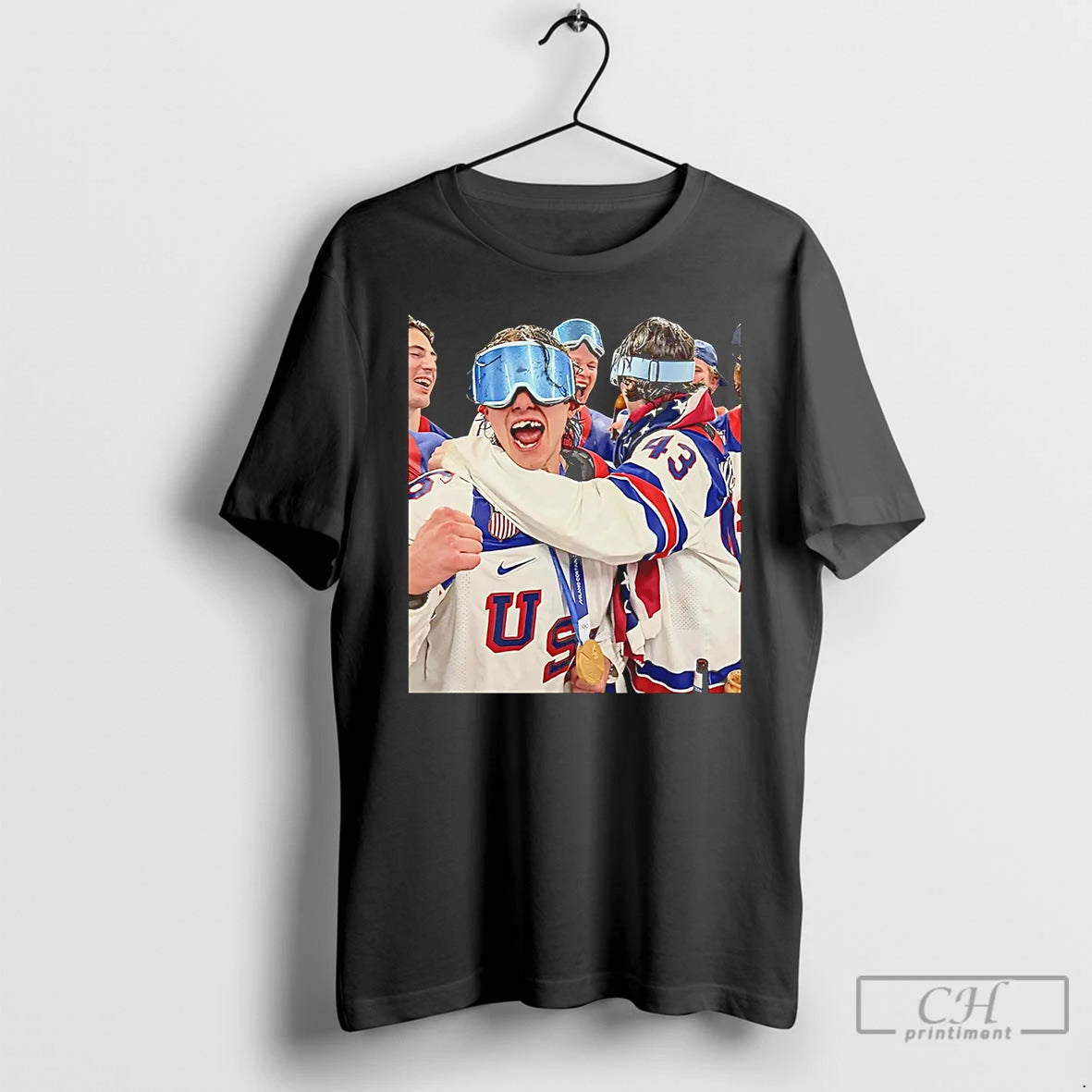 Classic Jack Hughes 2026 Gold For Team Usa Hockey Celebrate