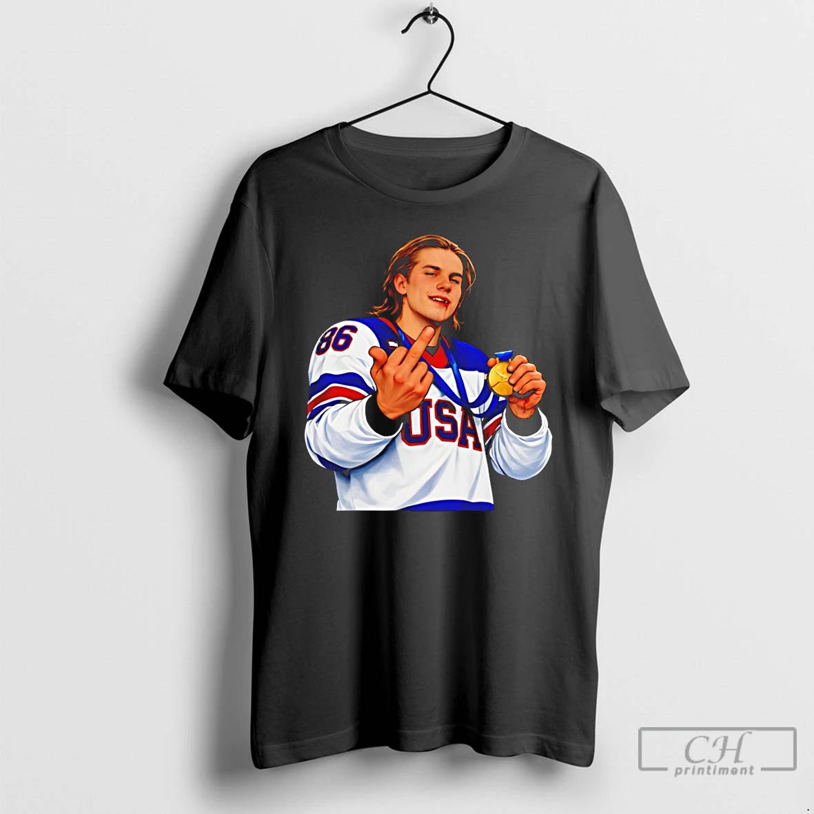 Classic Jack Hughes Middle Finger Usa Hockey Olympic 2026 Milano Cortina