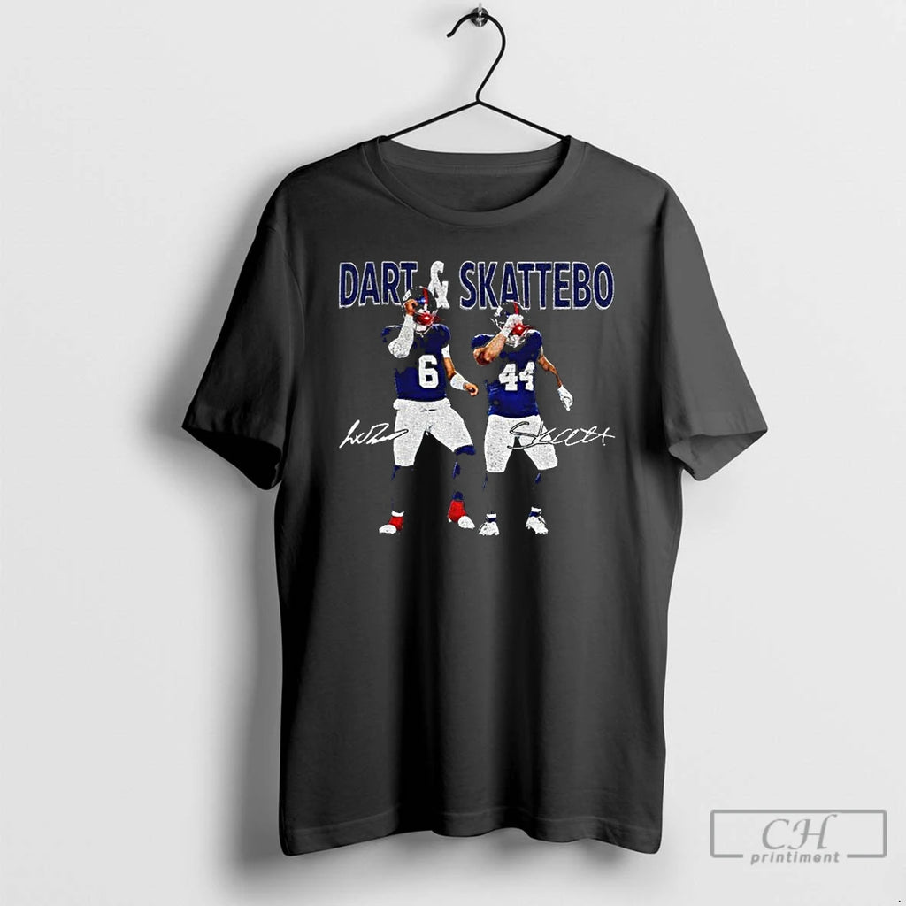 Classic Jaxson Dart Cam Skattebo Laser Eyes New York Football Signature Retro T Shirts