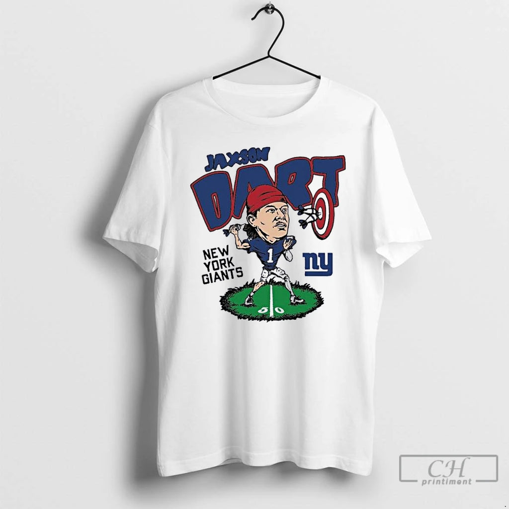 Classic Jaxson Dart New York Giants Caricature T Shirts