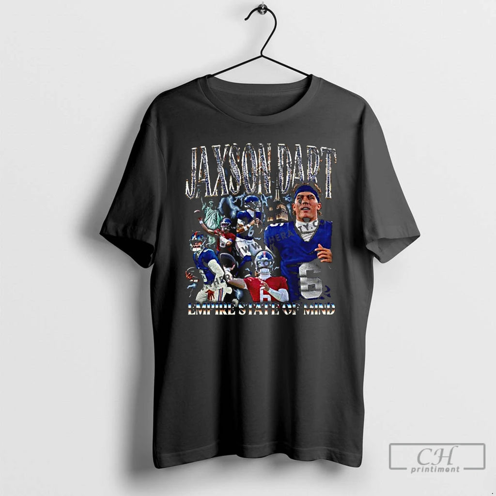 Classic Jaxson Dart New York Giants Emprire State Of Mind T Shirts