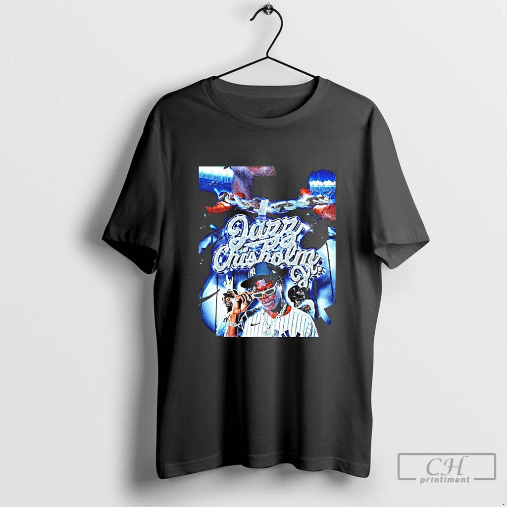 Classic Jazz Chisholm Jr New York Yankees Player Diamond Chain Blackshirt T Shirts