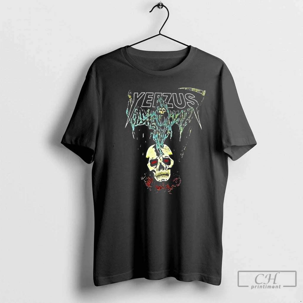Classic Kanye West Ye Yeezus Grim Reaper Skull And Roses T Shirts