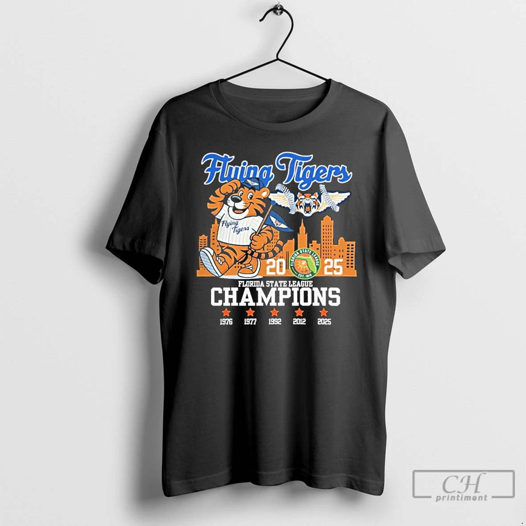 Classic Lakeland Flying Tigers Mascot 2025 Florida State League 5 Time Champions T Shirts