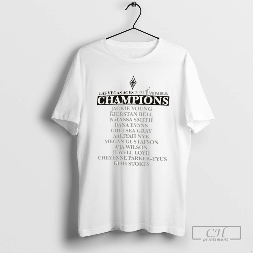 Classic Las Vegas Aces 2025 Wnba Finals Champions Team Roster T Shirts