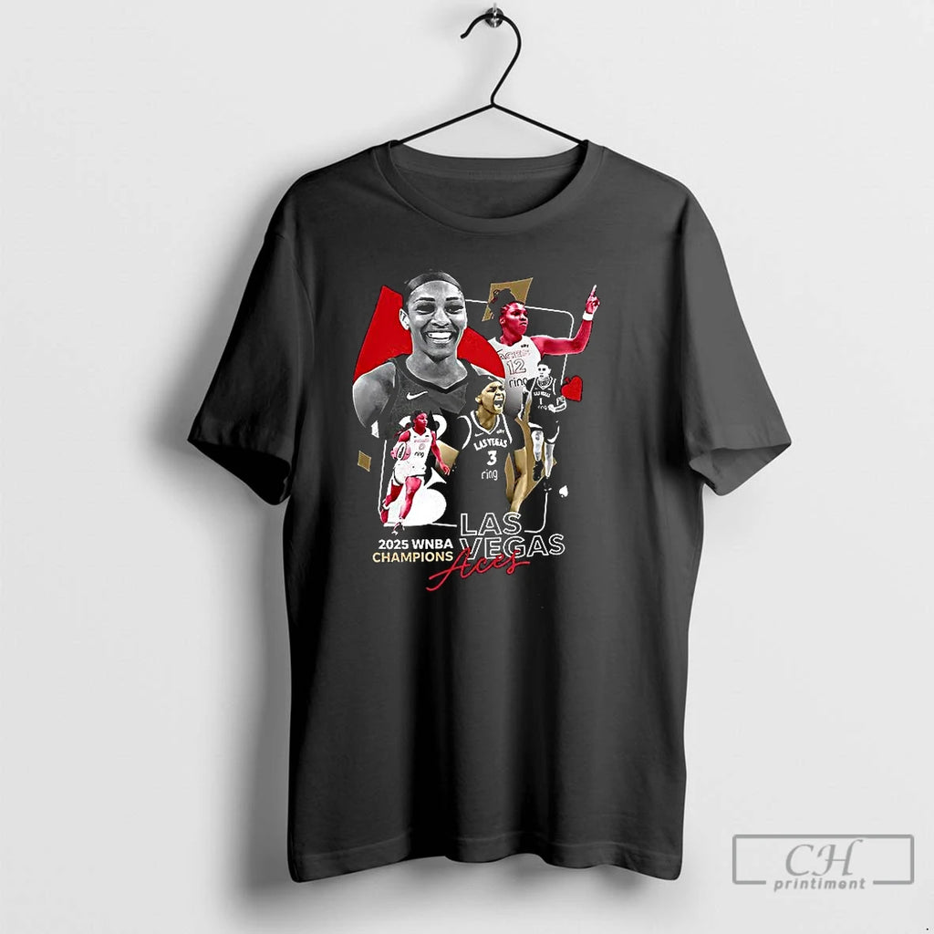 Classic Las Vegas Aces Aja Wilson 2025 Wnba Champions Signature T Shirts